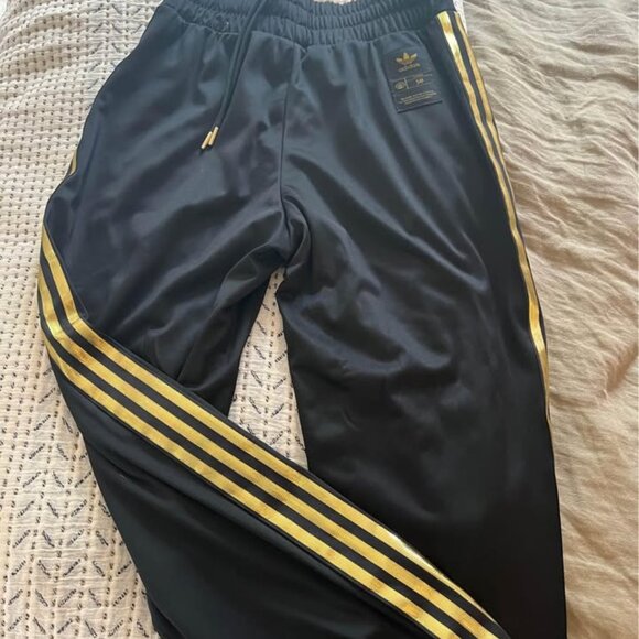 Gold/Black Adidas Track Pants - Picture 1 of 3